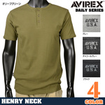 AVIREX 半袖Tシャツ 無地 デイリー ヘンリーネック Lサイズ グレー
